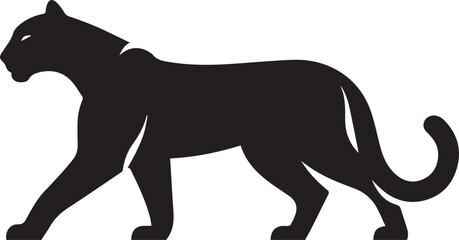 Black Panther Silhouette Vector Walking in Side Profile

