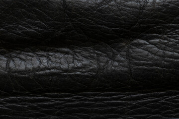 Fototapeta premium Black grain genuine leather as background, leather