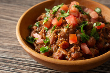 A view of a bowl of ful medames.