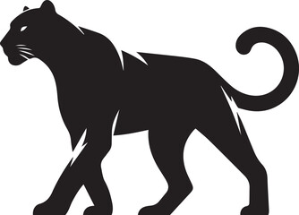 Black Panther Silhouette Vector Walking in Side Profile

