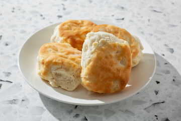 A view of a plate of biscuits.