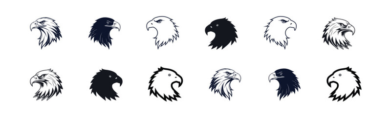 Eagle Head silhouette vector icon. Black Eagle Head Logo Illustration.
