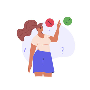 Decision making concept with choose different way. Student or employee choose career path. Various business ways. Difficult choice. Yes or no vector illustration in flat cartoon design for web banner