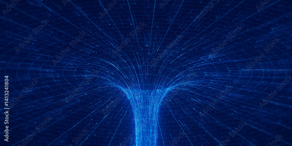 Aufkleber abstract flow of data in cyber wormhole. quantum computing information vortex. digital singularity.