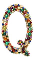 Letter Q made of semi-precious stones on a white background isolated Alphabet for jewelry stores jewelry salons