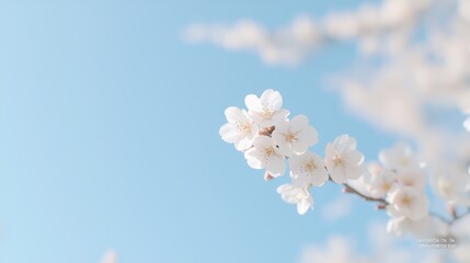 Spring blossoms soft blue sky pastel floral background dreamy nature photography