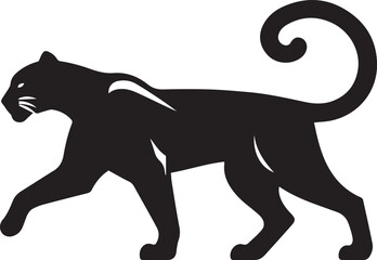 Black Panther Silhouette Vector Walking in Side Profile

