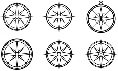 Classic Compass Rose Designs on a white background