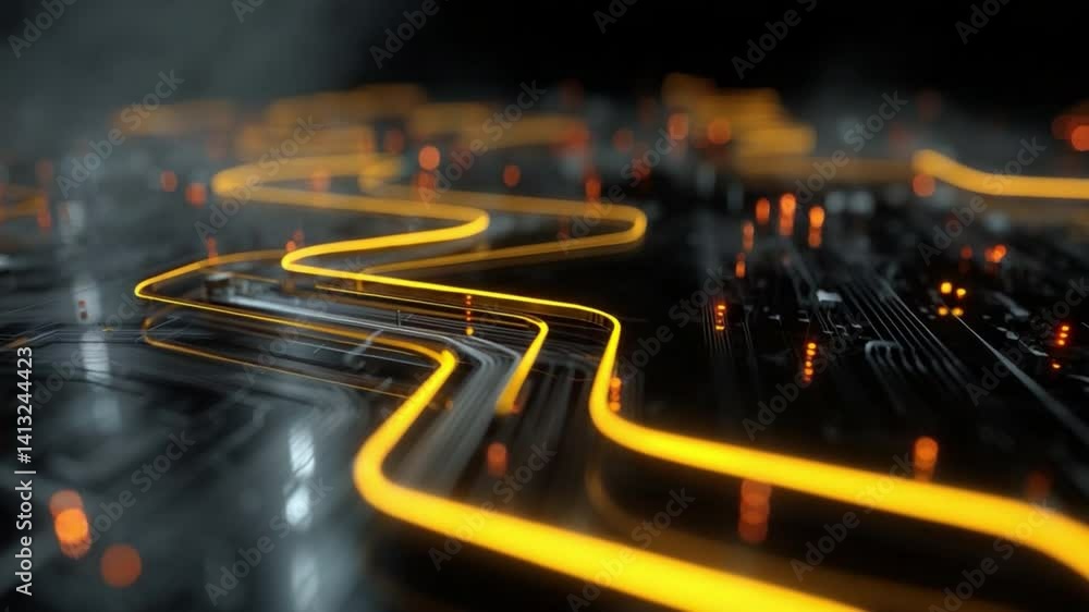 Aufkleber digital highway: a close-up perspective unveils a network of interconnected circuits and pathways il