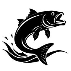 Fototapeta premium Jumping fish silhouette with water splash