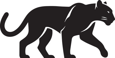 Black Panther Silhouette Vector Walking in Side Profile

