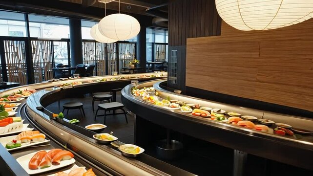 Revolving sushi restaurant.