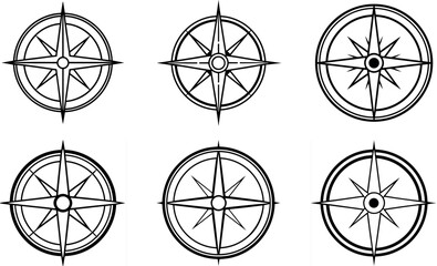 Classic Compass Rose Designs on a white background