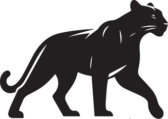 Black Panther Silhouette Vector Walking in Side Profile

