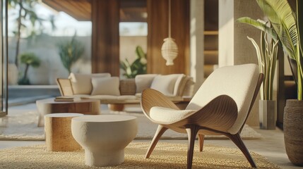 Fototapeta premium Cozy Modern Living Room with Stylish Furniture and Natural Light