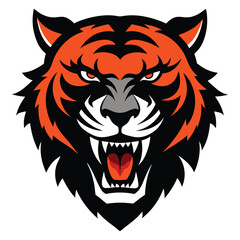 Tiger Head Silhouette Vector – Wild Animal Face Outline in Black