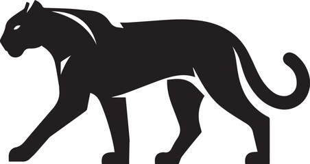 Black Panther Silhouette Vector Walking in Side Profile

