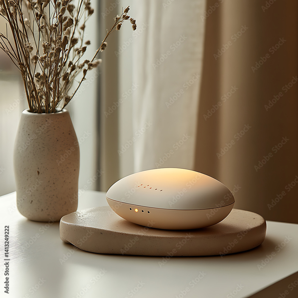 Poster compact personal use blot device designed for relaxation and ambiance, featuring soft glow and elega