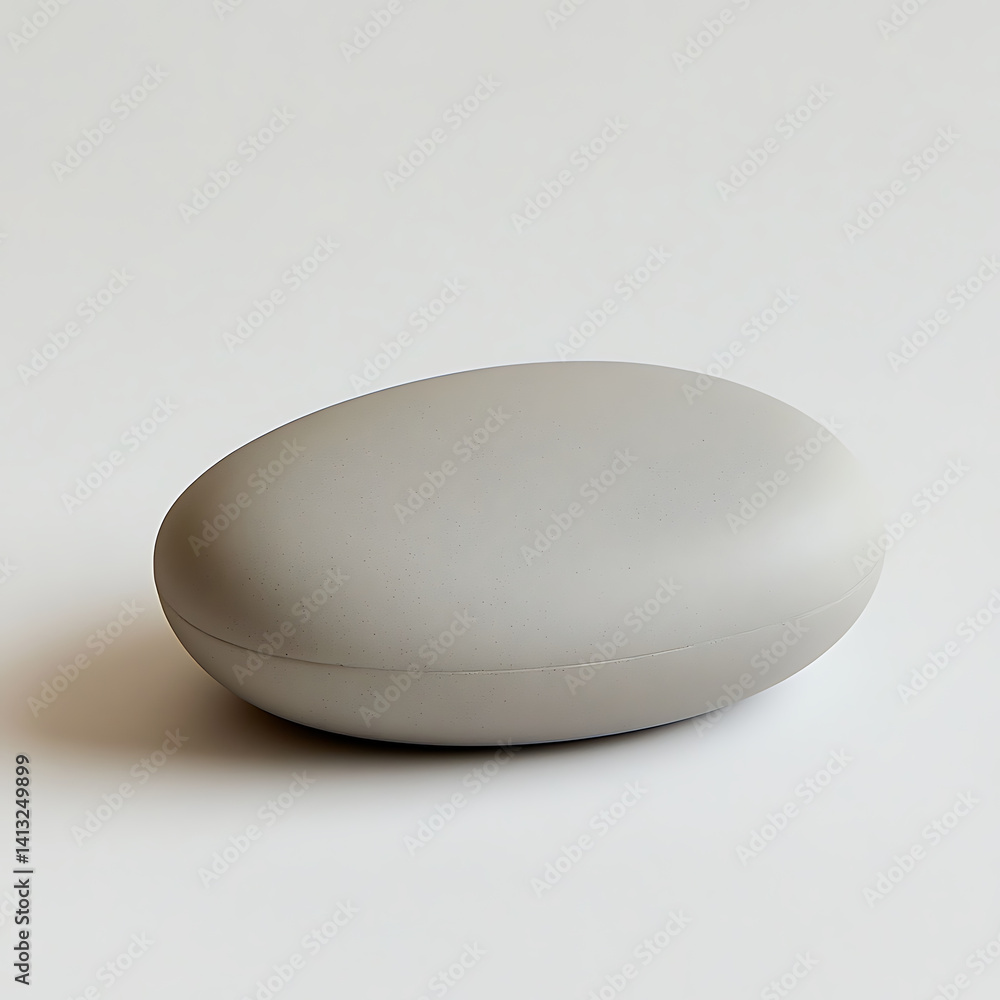Poster smooth, oval shaped container in soft gray color, designed for storage or organization. its minimali