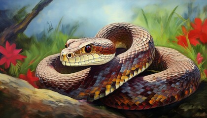 Fototapeta premium Ölgemälde Klapperschlange
