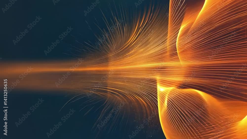 Poster golden sound waves traveling through intricate digital ear canal, revealing complex hearing mechanis