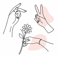 Abstract Hands in Line Art with Gesture