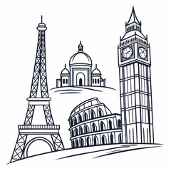 Fototapeta premium Architecture Line Art — Famous Landmark