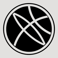 Black Circle Cut by Diagonal Line – Minimal Abstract Symbol