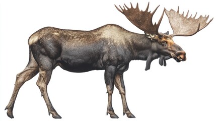 Fototapeta premium Profile of a large bull moose, forest background, possible use for wildlife stock photography