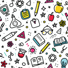 Colorful Educational Doodle Pattern