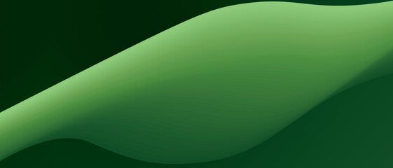 Abstract green background with light green gradient and waves. Vector illustration of background.