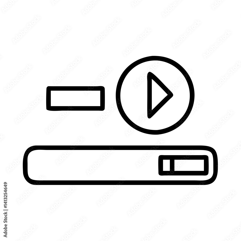 Poster Video player interface design with play button control bar and volume icon for web app ui