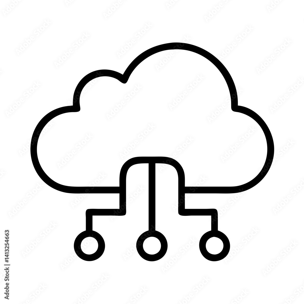 Aufkleber cloud network computing technology data storage system server connection diagram illustration design