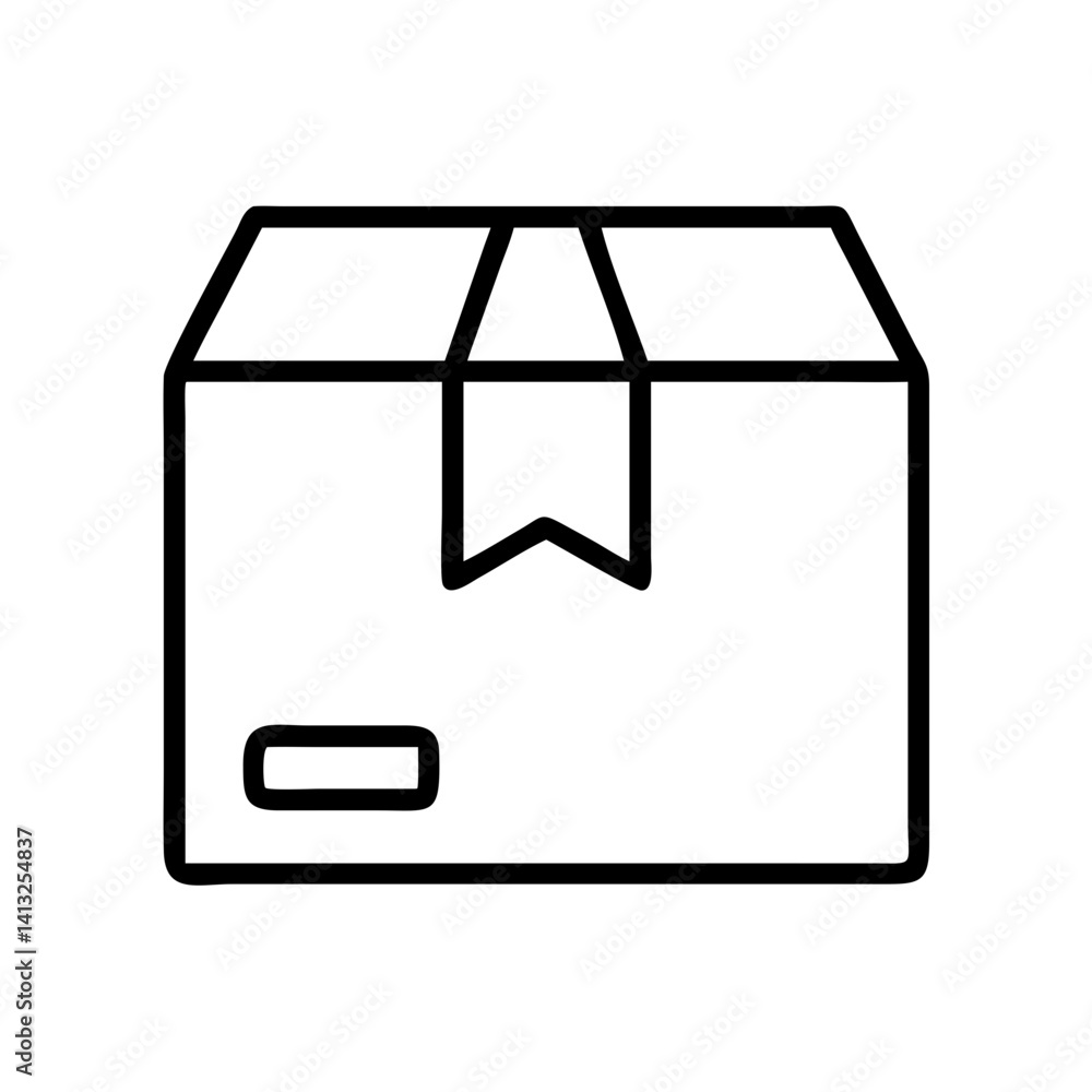 Poster outline box package delivery shipping carton parcel cardboard container closed vector icon design el