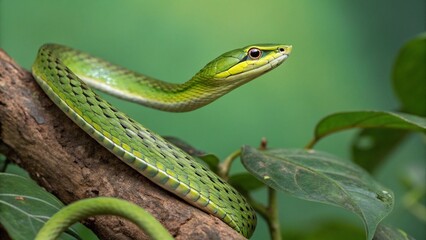 Fototapeta premium Asian Vine Snake on studio background 