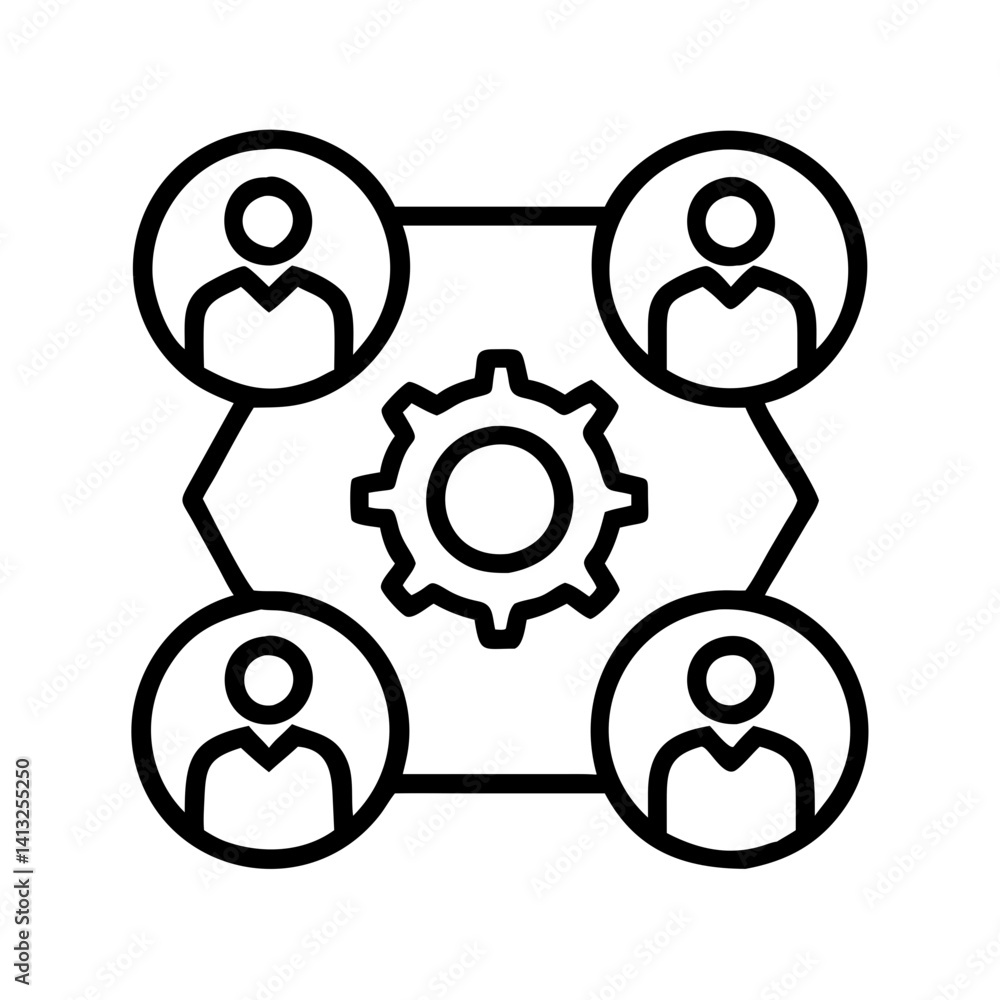 Poster teamwork collaboration process automation system management and engineering concept design vector