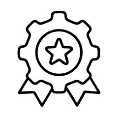 Vector illustration of a gear star award badge icon for achievement and recognition design