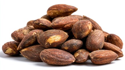 Obraz premium Pile of Almonds Close Up Isolated on White Background
