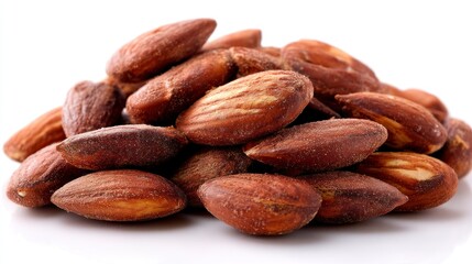 Obraz premium Pile of Almonds Isolated on White Background Closeup
