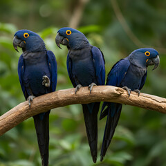 Obraz premium vibrant and lushly colored macaws in natural habitats, displaying exotic beauty, diverse wildlife and tropical rainforest scenes.