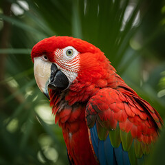 vibrant and lushly colored macaws in natural habitats, displaying exotic beauty, diverse wildlife and tropical rainforest scenes.