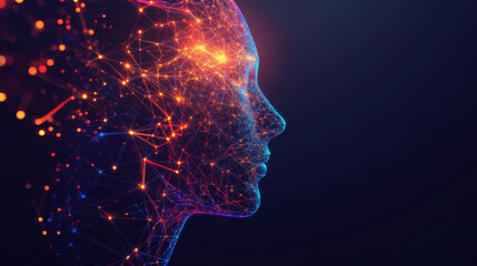  Futuristic 3D Illustration of an Abstract Human Face Representing AI and Big Data