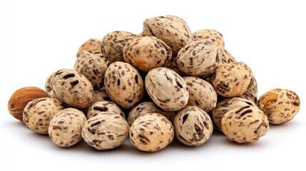 Pile of Mottled Beans on White Background Food Photography