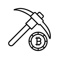 Bitcoin mining pickaxe cryptocurrency blockchain technology digital currency icon vector design element symbol sign