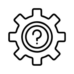 Question mark in gear icon vector illustration for mechanical engineering and technology help concept