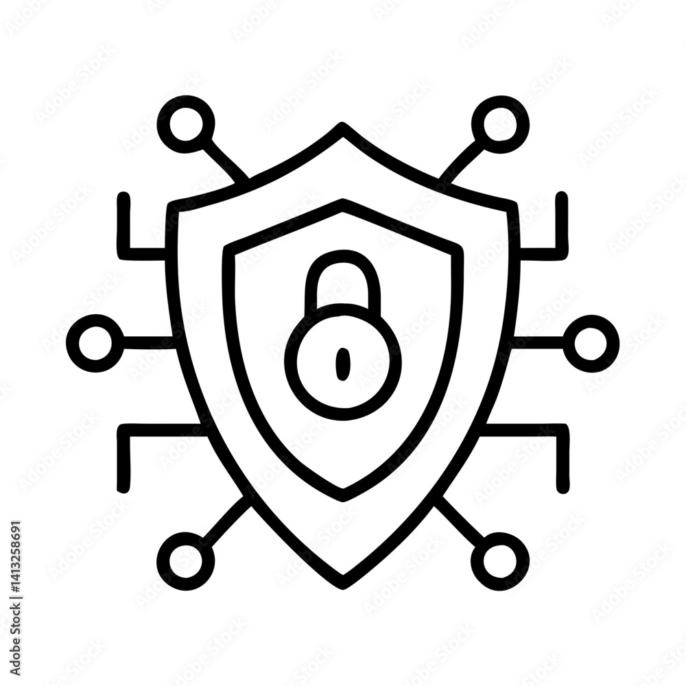 Poster cybersecurity shield data protection network security system security technology information securit