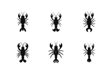 Crayfish  silhouette vector  Bundle 