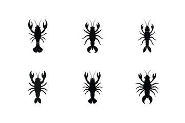 Crayfish  silhouette vector  Bundle 