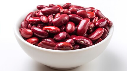 Serving of Red Kidney Beans in White Bowl on White