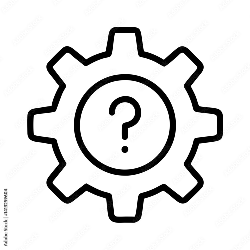 Poster question mark gear setting icon for help support assistance faq troubleshooting and solution